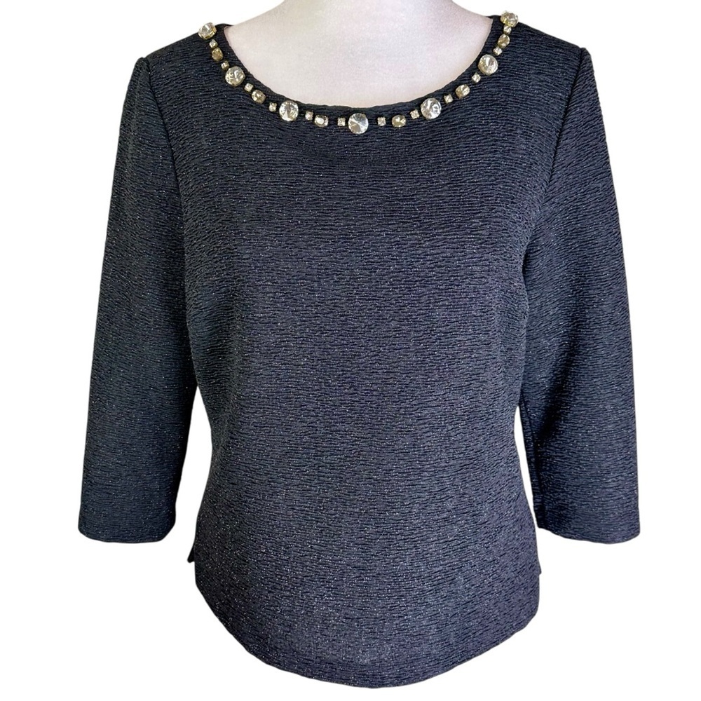 Eliza J Bejeweled Top with 3/4 Sleeves Size 8